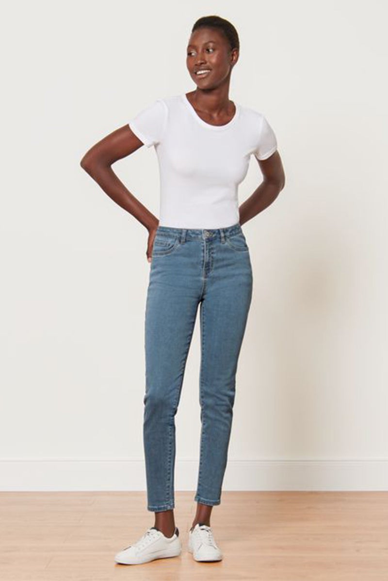 Women Skinny Fit High Waist Solid Stretchable Denim Jeans, Blue