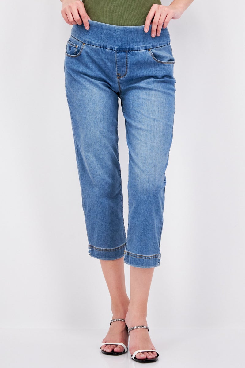 Women Regular Fit Washed Stretchable Denim, Blue