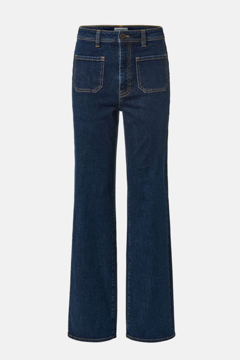 Women Regular Fit High Rise Straight Leg Stretchable Jeans, Navy Blue