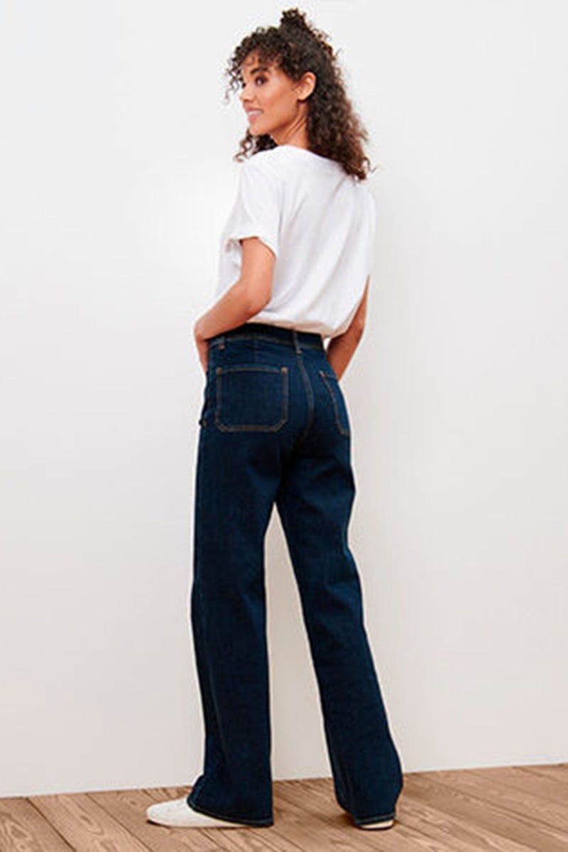 Women Regular Fit High Rise Straight Leg Stretchable Jeans, Navy Blue