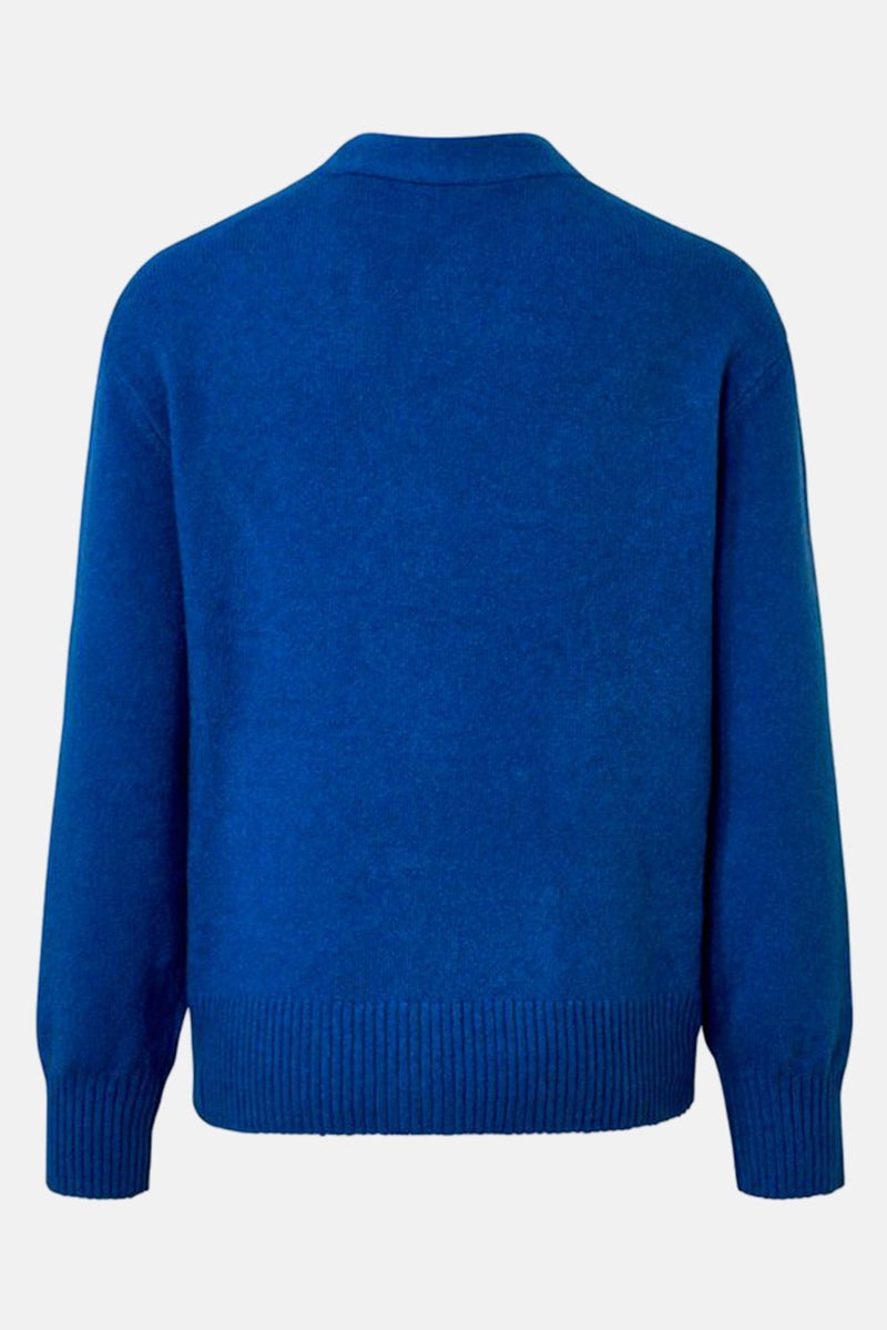 Women V-Neck Knitted Cardigan, Blue