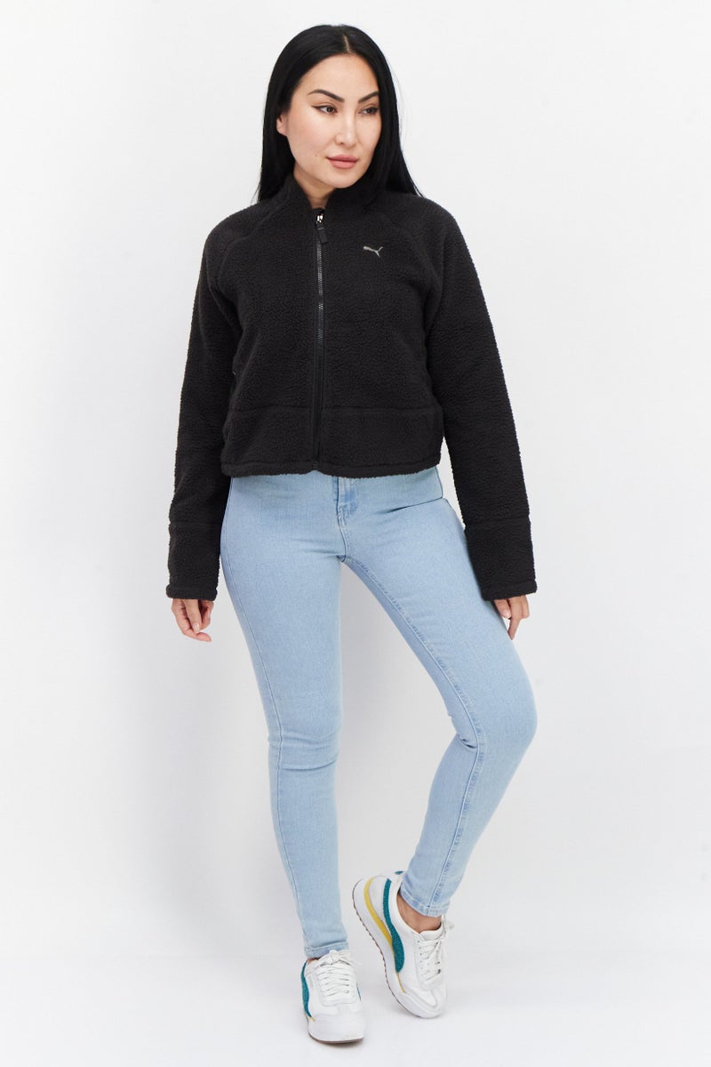 Women Sportswear Fit Long Sleeve Outdoor Sweater, Black