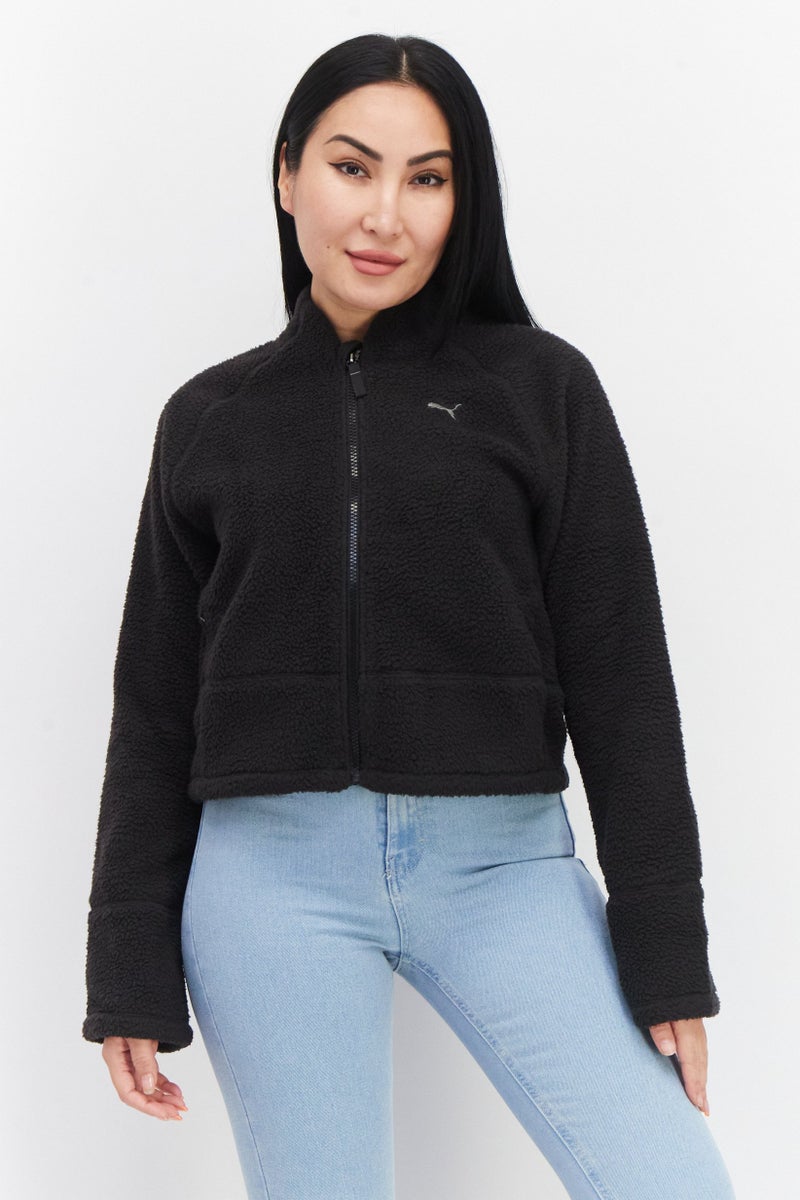 Women Sportswear Fit Long Sleeve Outdoor Sweater, Black