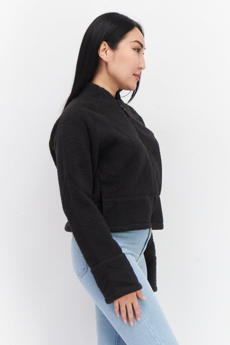 Women Sportswear Fit Long Sleeve Outdoor Sweater, Black