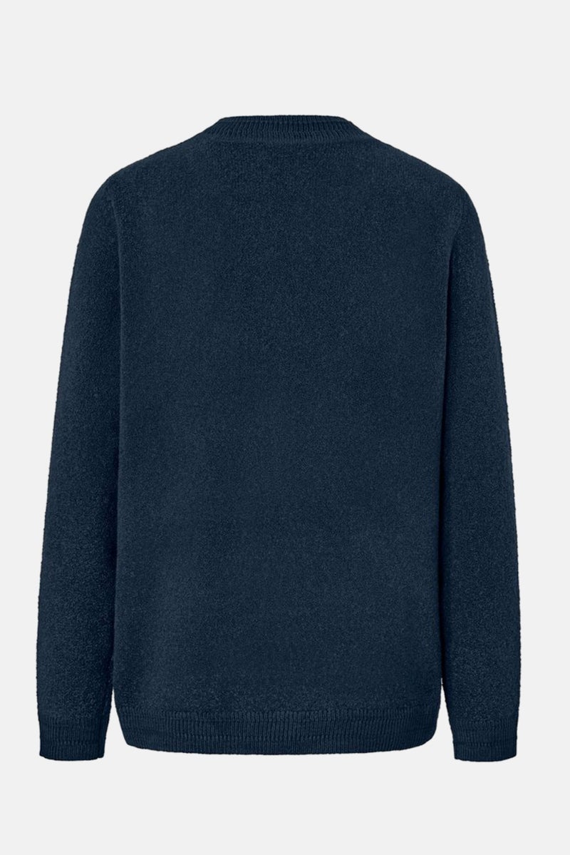 Women Textured Pull Over Sweater, Navy