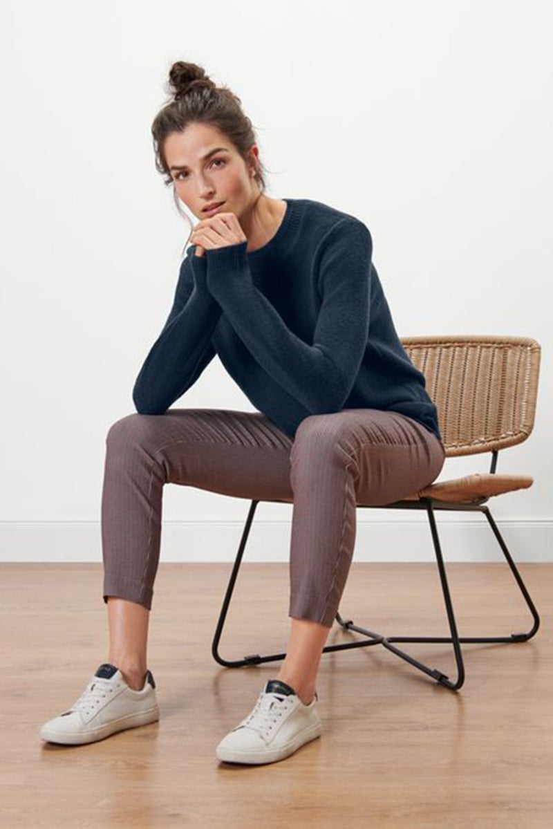 Women Textured Pull Over Sweater, Navy