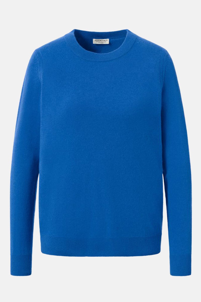 Women Round Neck Knitted Sweater, Blue