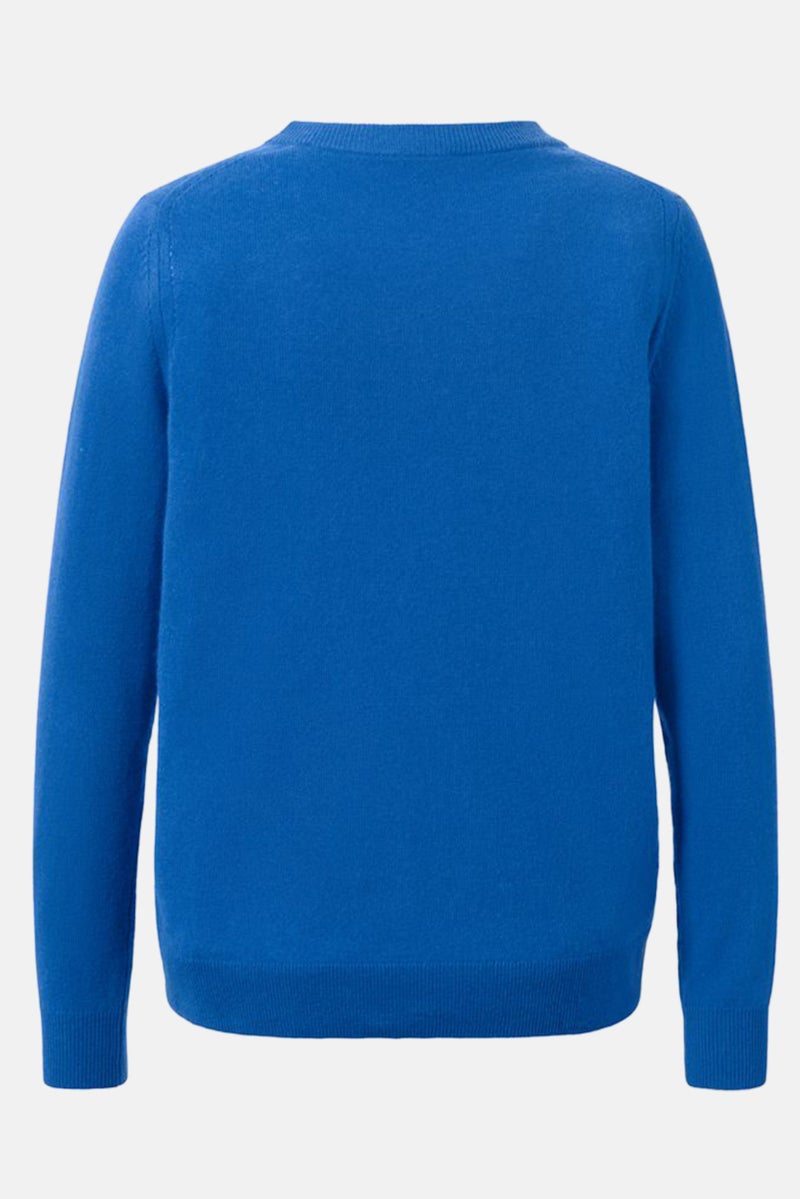 Women Round Neck Knitted Sweater, Blue