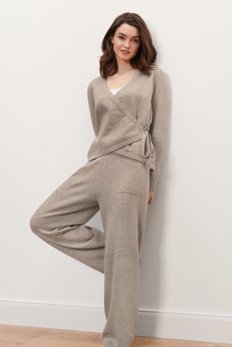 Women Textured Long Sleeve Lounge Jacket, Taupe