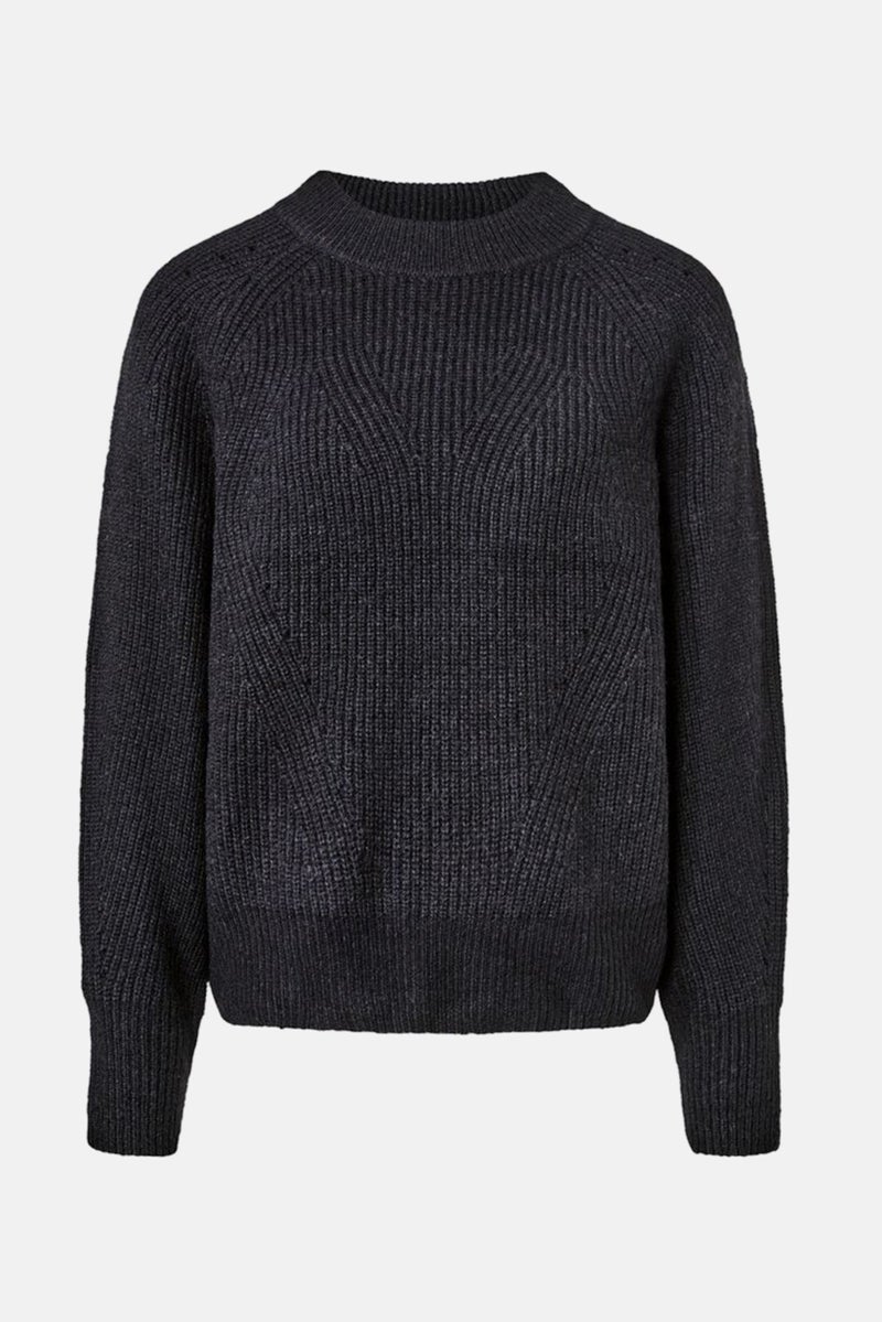 Women Regular Fit Crew Neck Textured Sweater, Black