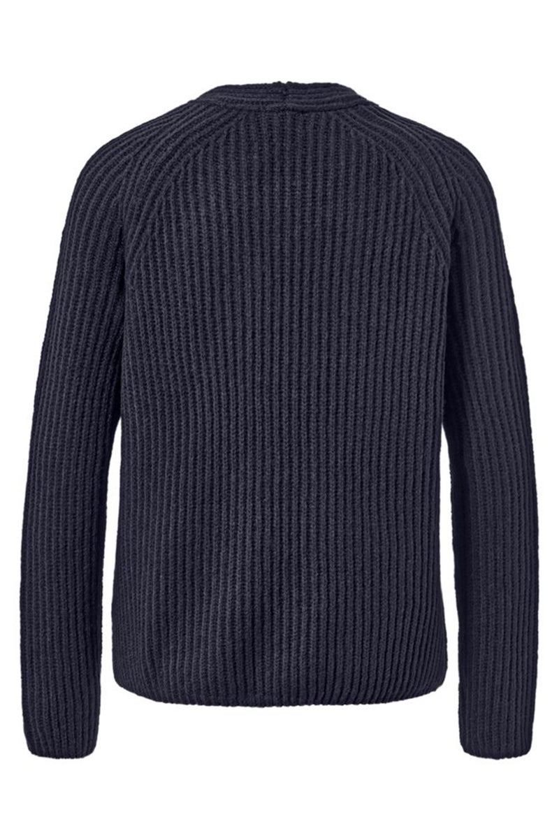 Women V Neck Knitted Sweater, Navy
