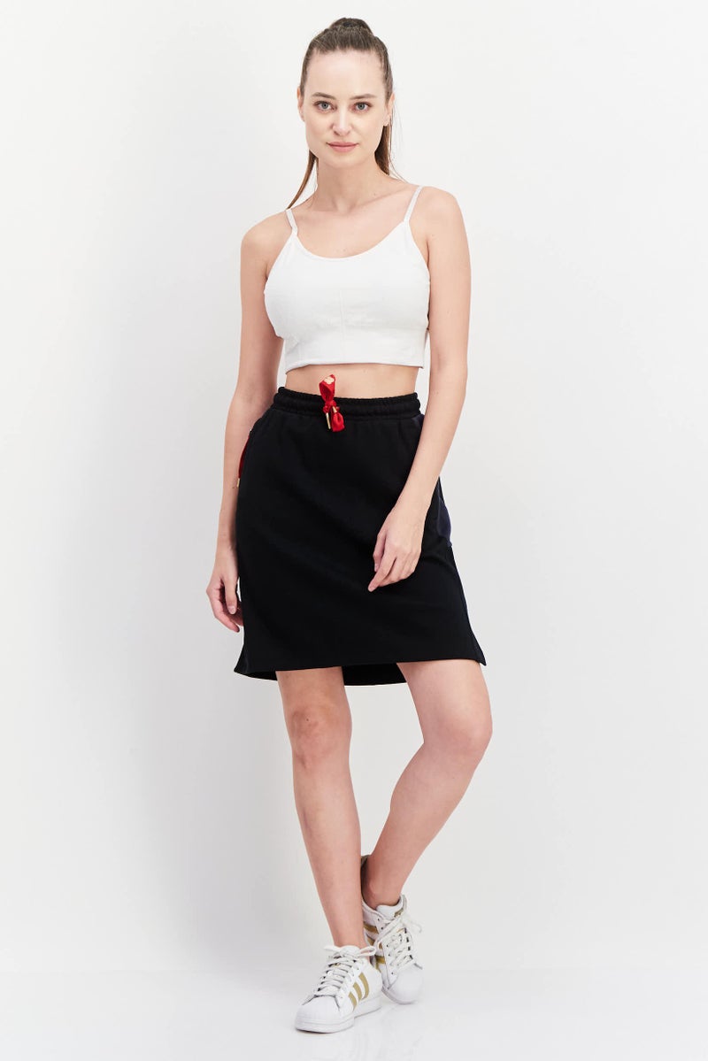 Women Brand Logo Pull On Mini Skirts, Black