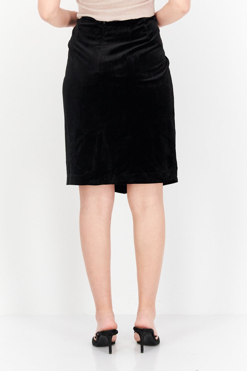 Women Petite Fit Plain Mini Skirt, Black