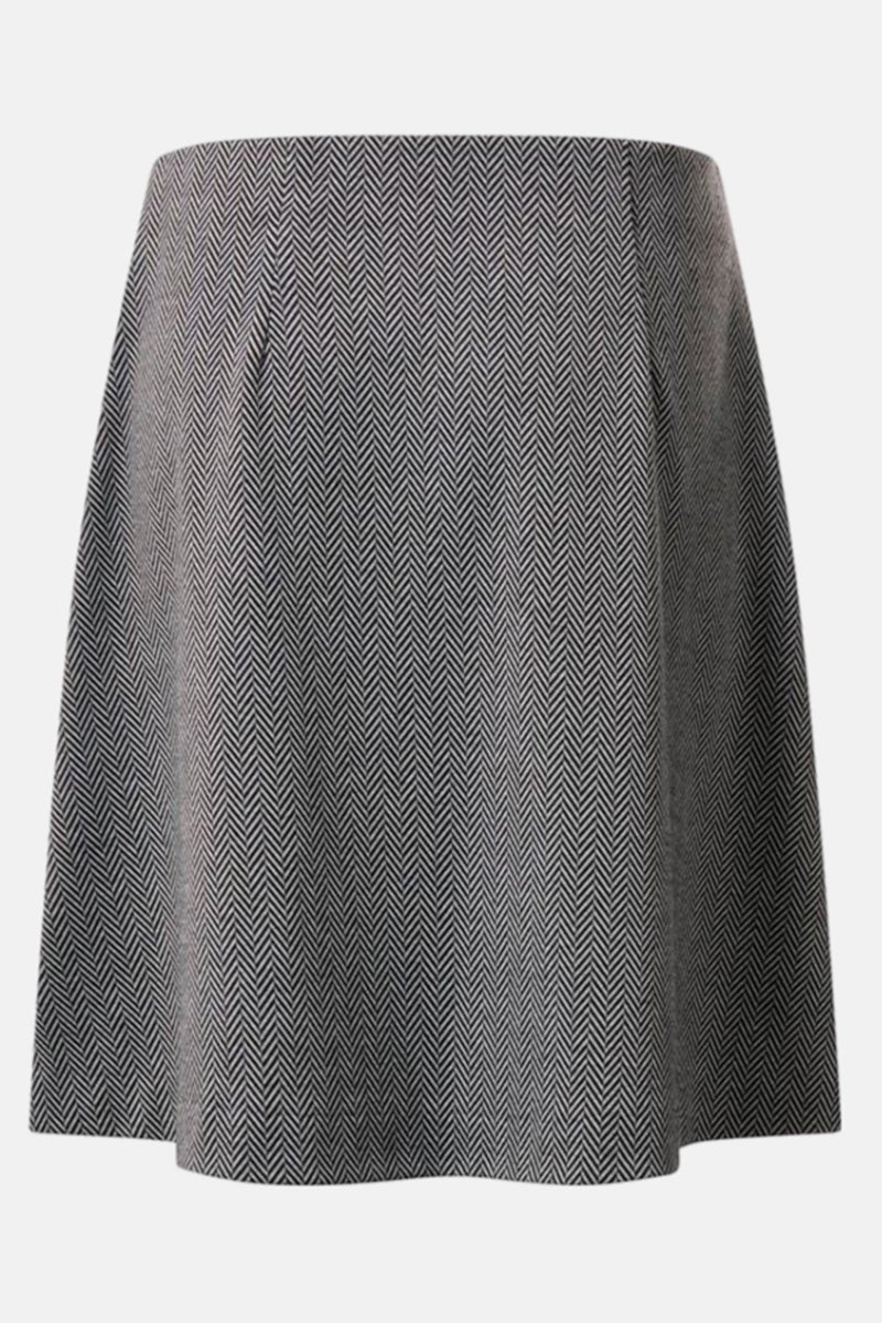 Women Herringbone Mini Skirt, Black/White