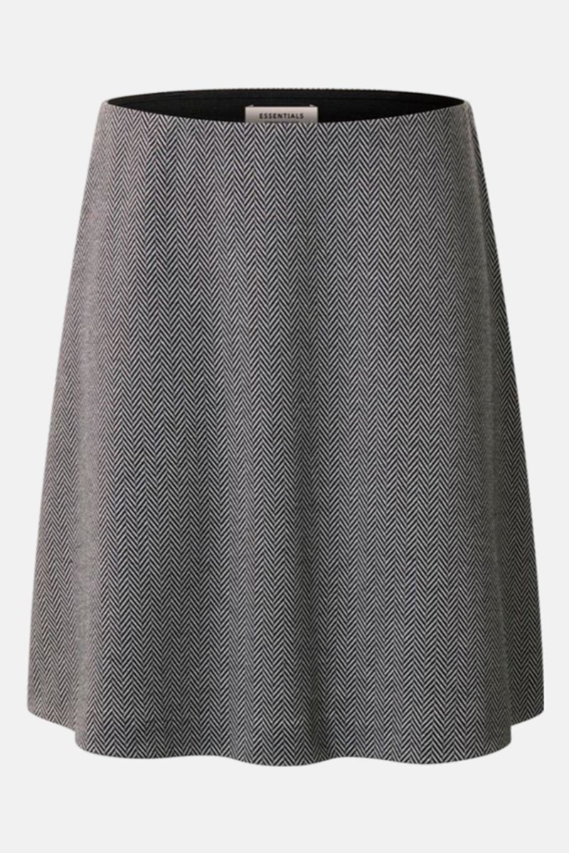 Women Herringbone Mini Skirt, Black/White