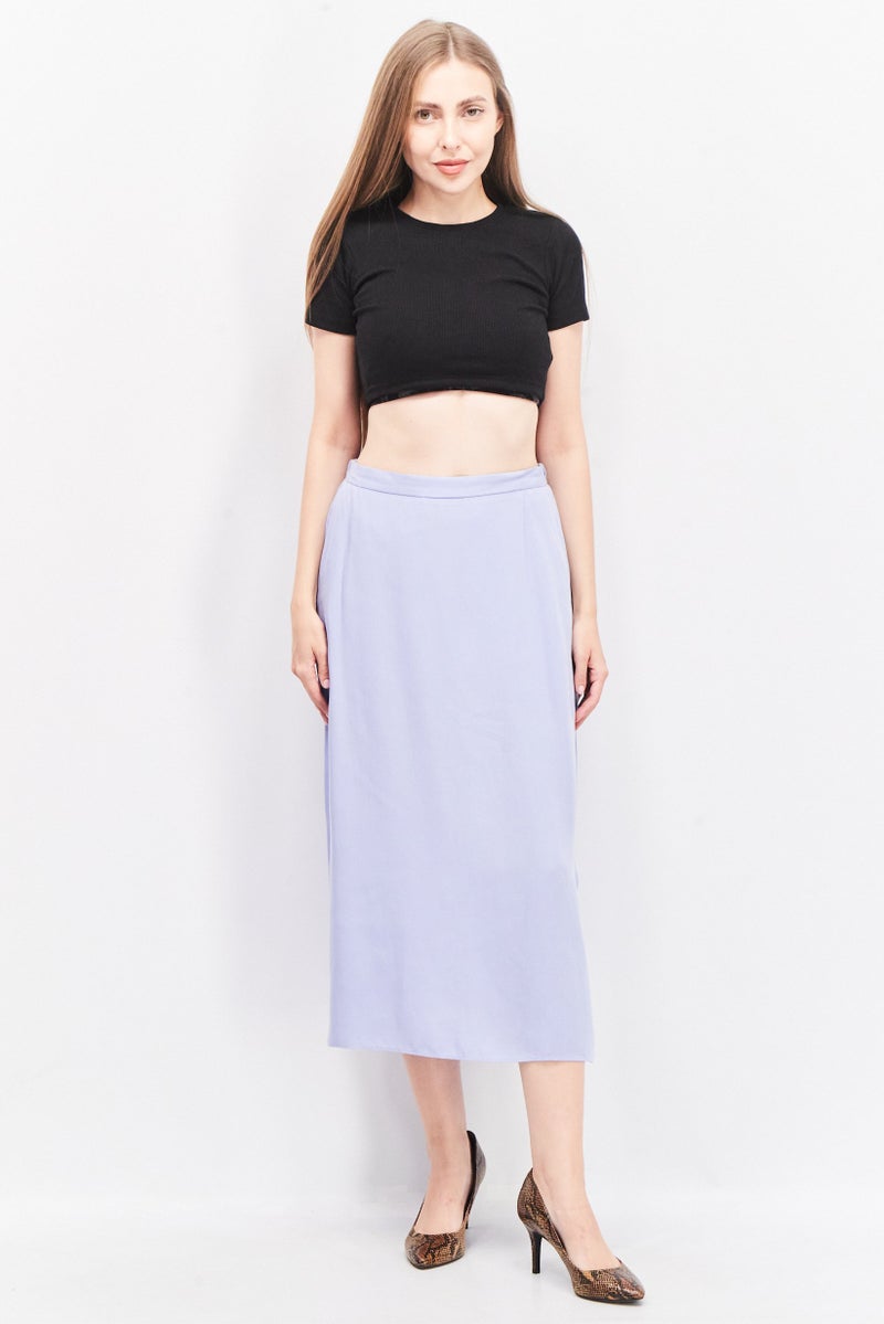 Women Solid Midi Skirt, Lavender