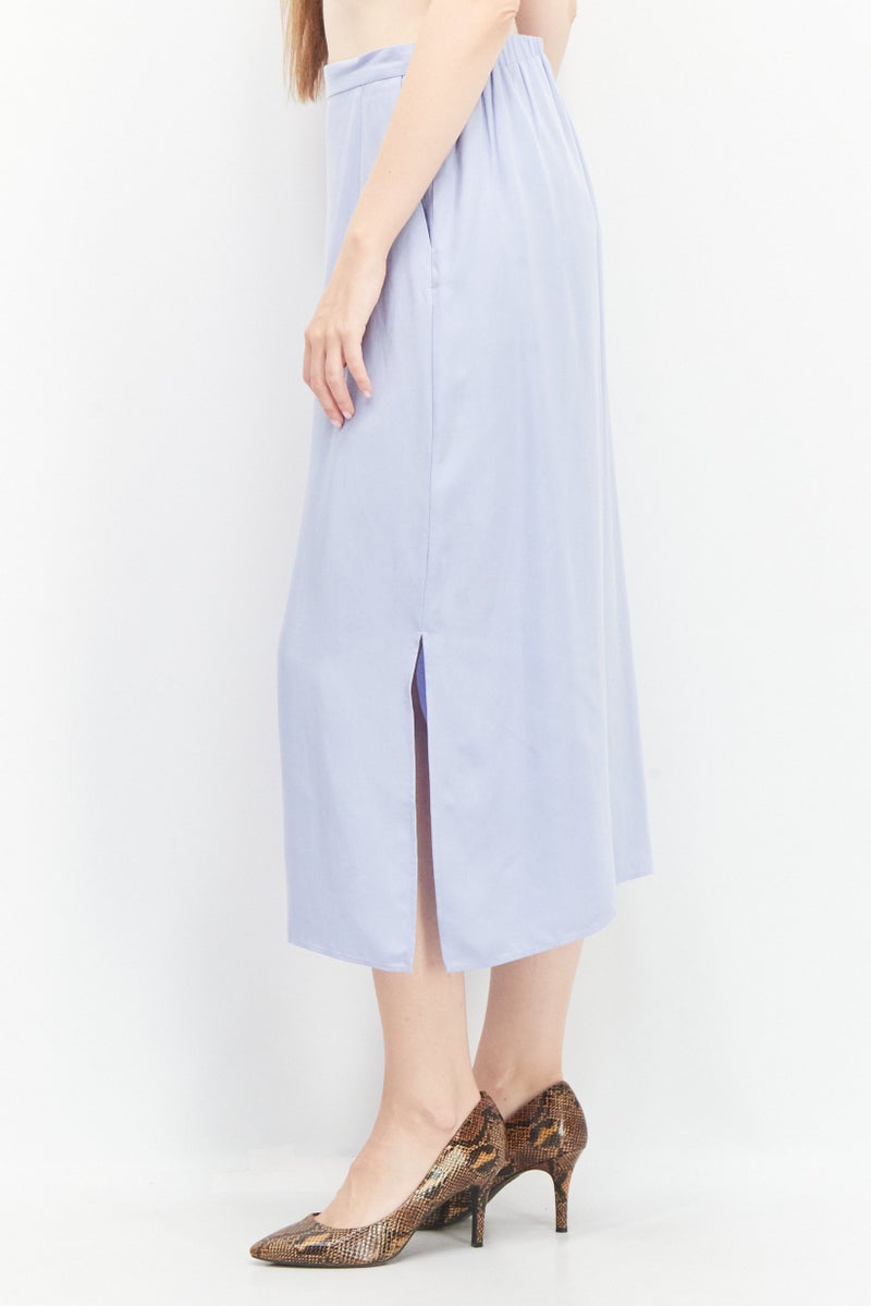 Women Solid Midi Skirt, Lavender