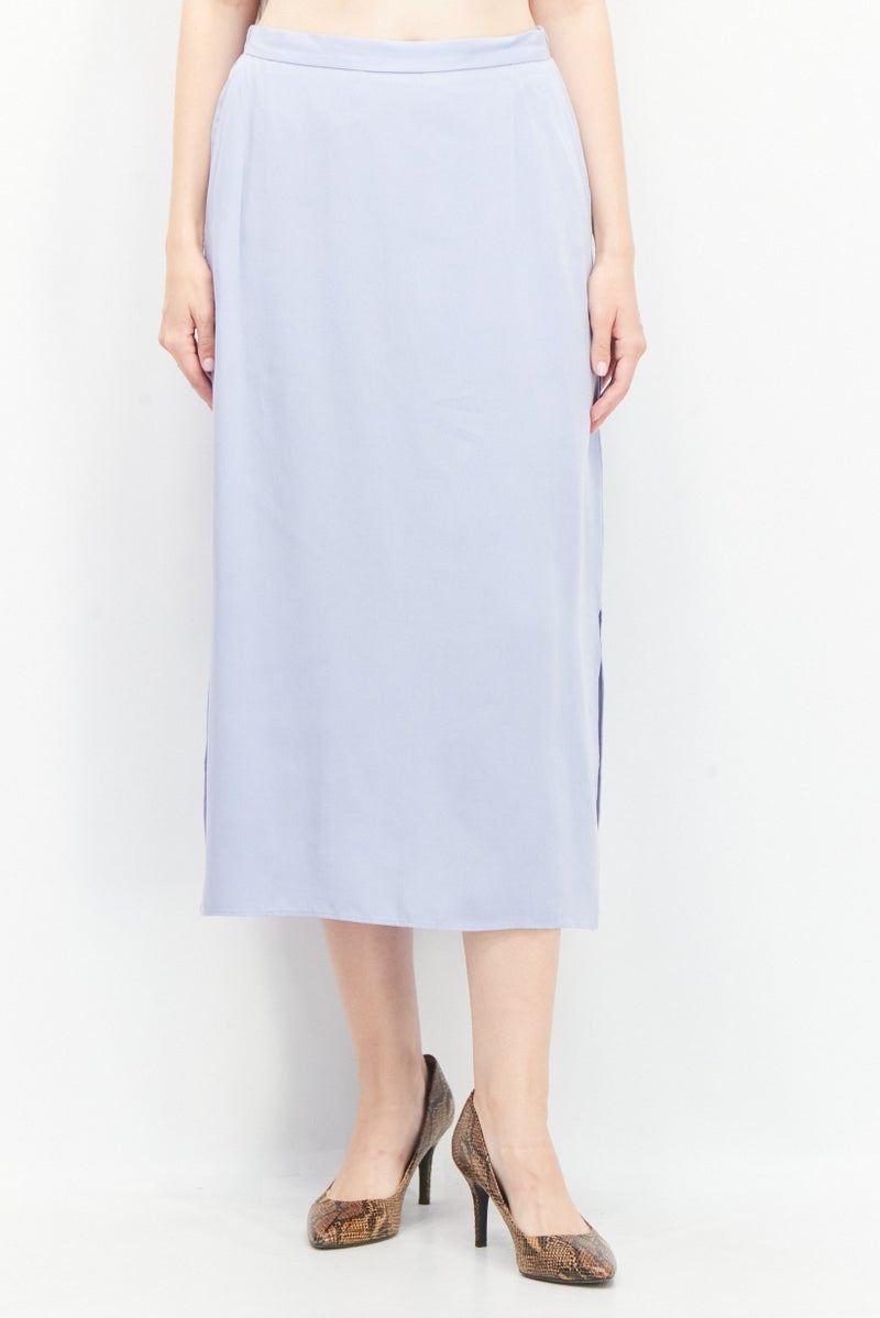 Women Solid Midi Skirt, Lavender