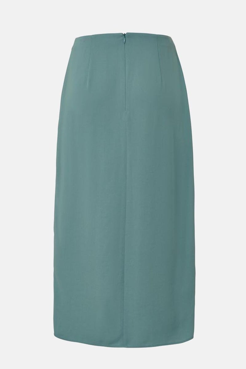 Women Side Pleated Wrap Skirt, Sage Green