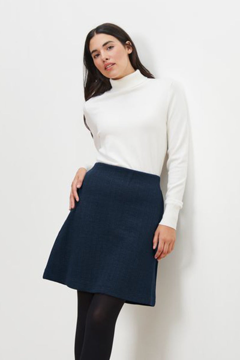 Women Textured Pull-On Mini Skirt, Navy Blue