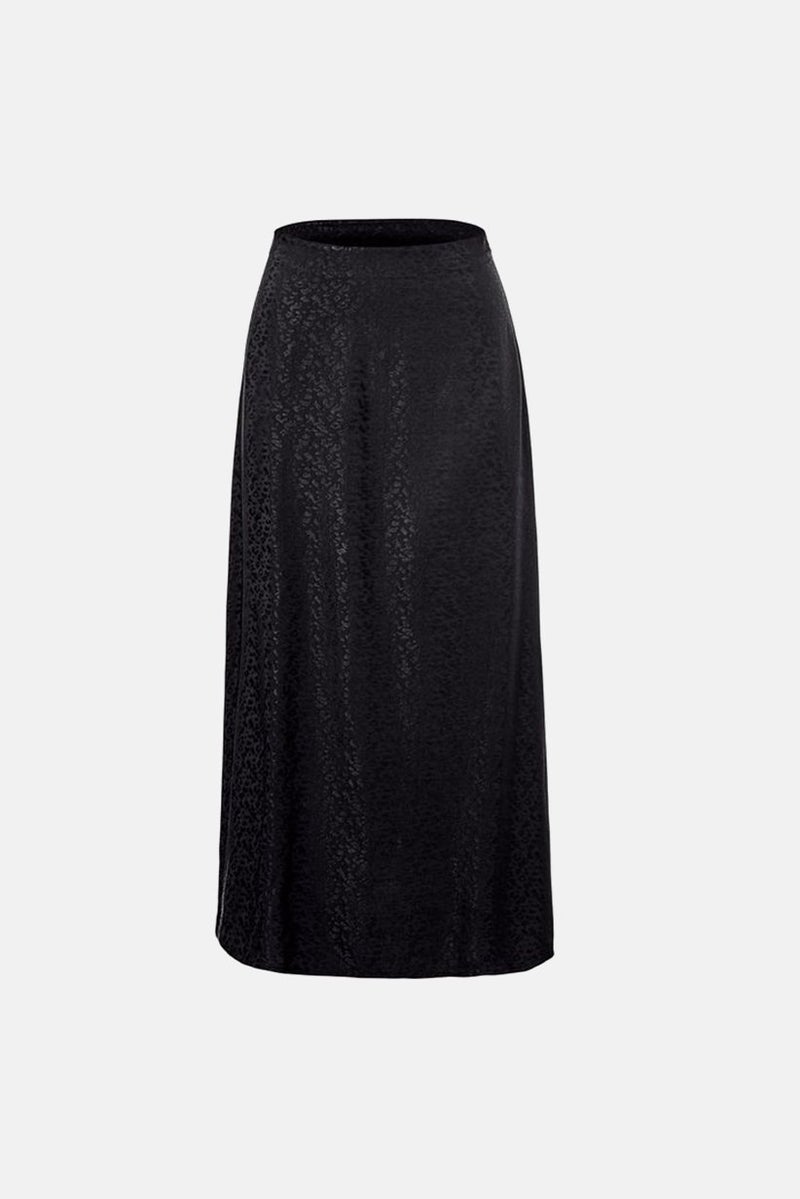 Women Textured Midi Skirt, Black