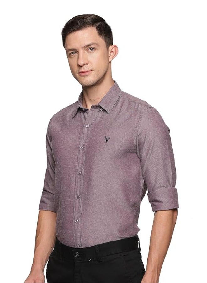 Men's Button Down Slim Fit, Casual Style semi Shirt Dressing | Long Sleeve | Smart Fit Cuff - Deep purple