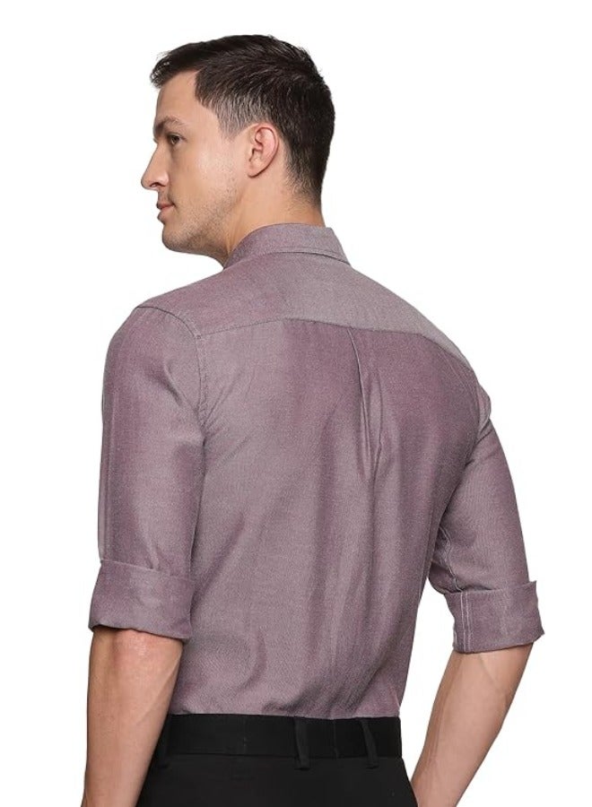 Men's Button Down Slim Fit, Casual Style semi Shirt Dressing | Long Sleeve | Smart Fit Cuff - Deep purple