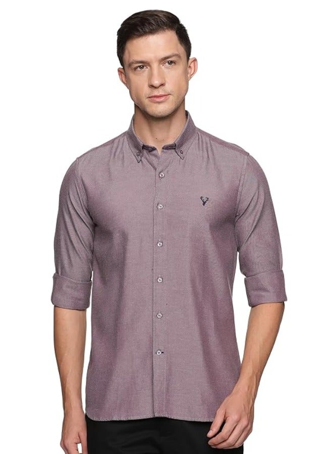 Men's Button Down Slim Fit, Casual Style semi Shirt Dressing | Long Sleeve | Smart Fit Cuff - Deep purple