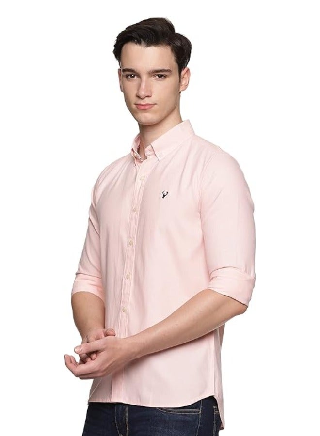 Men's Button Down Slim Fit, Casual Style semi Shirt Dressing | Long Sleeve | Smart Fit Cuff - Peach