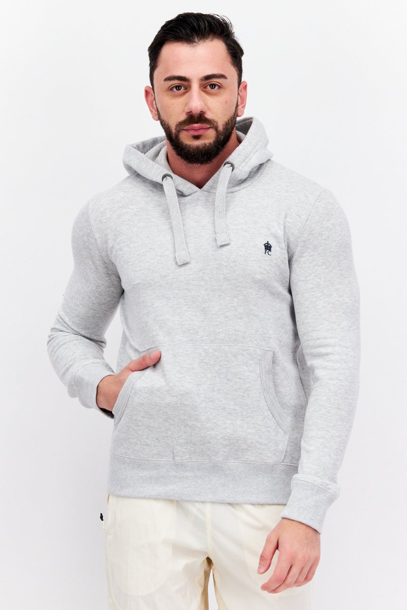 Men 2 Pieces Brand Logo Long Sleeves Hoodie, Navy/Light Grey