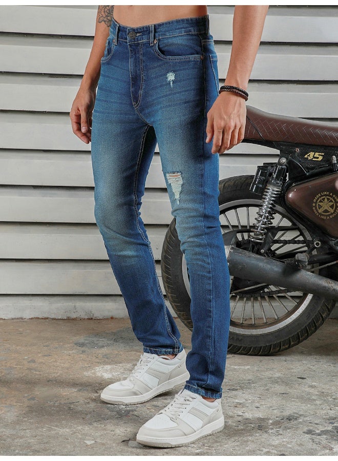 Men's Indigo Straight Tapered Easy Fit Jeans - Sleek and Modern