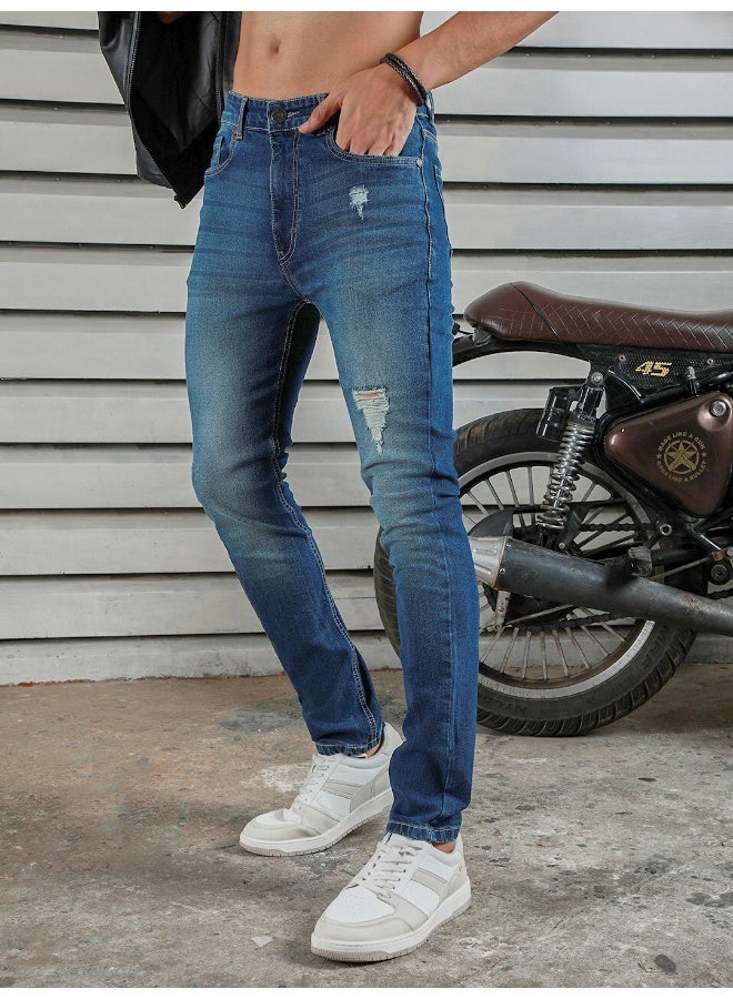 Men's Indigo Straight Tapered Easy Fit Jeans - Sleek and Modern