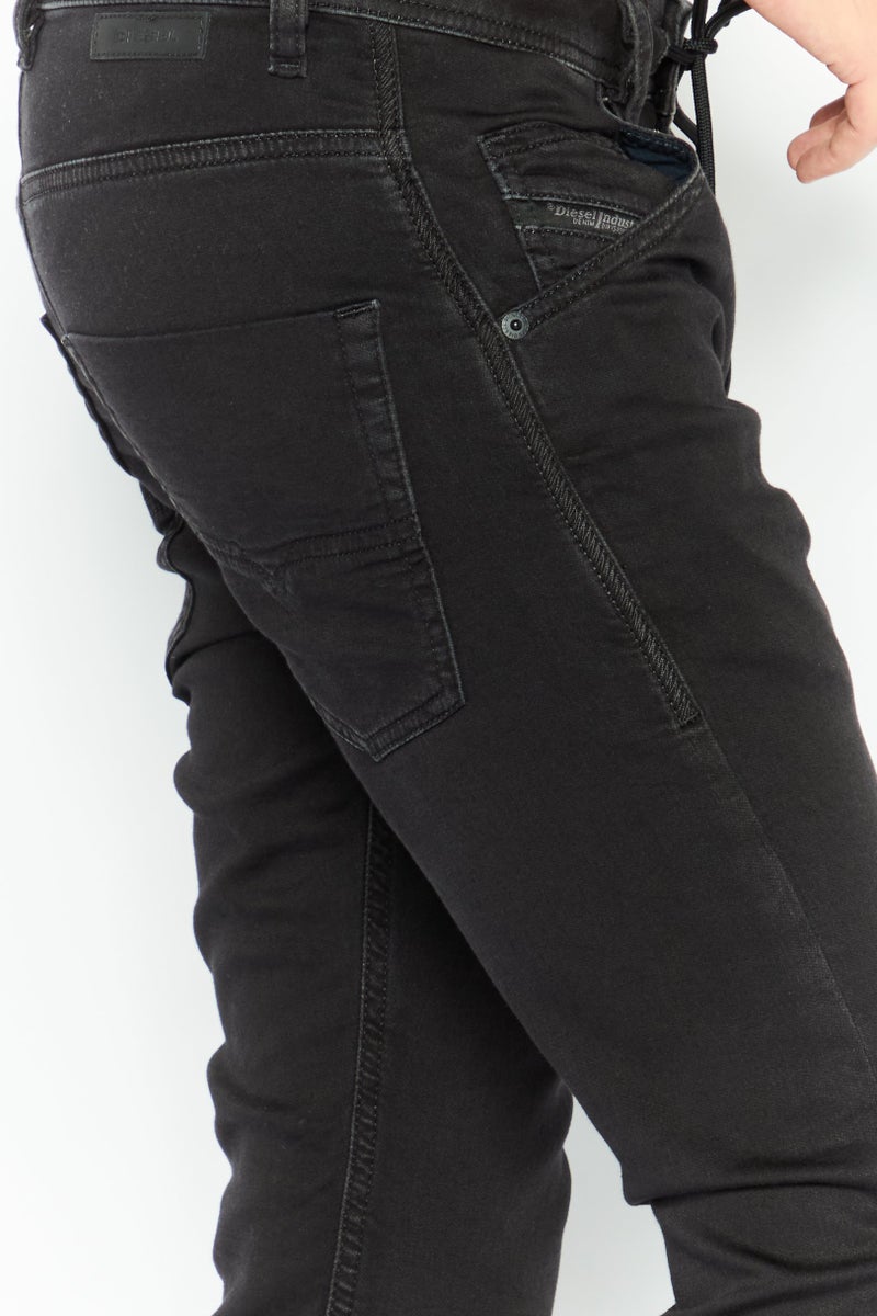 Men Slim Fit Plain Stretchable Denim Jeans, Black