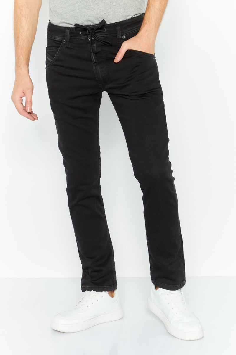 Men Slim Fit Plain Stretchable Denim Jeans, Black