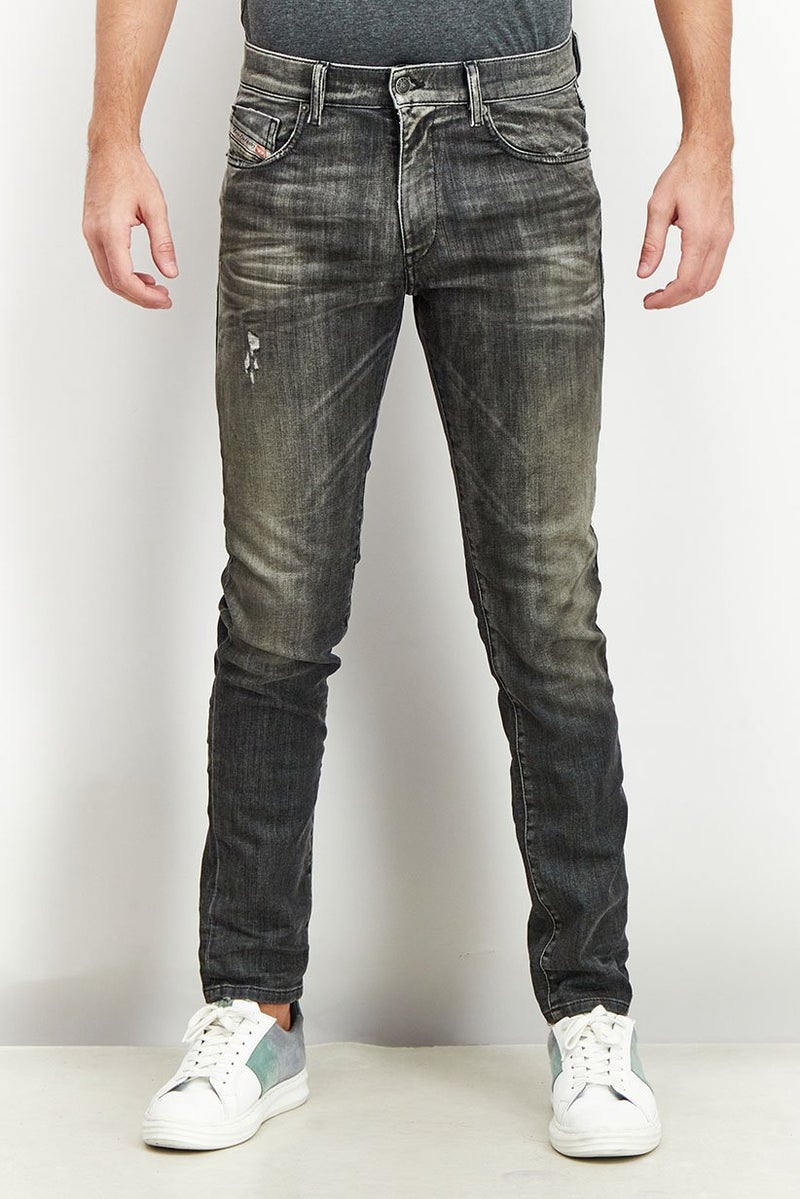 Men Slim Fit Stretchable Denim Jeans, Charcoal Grey