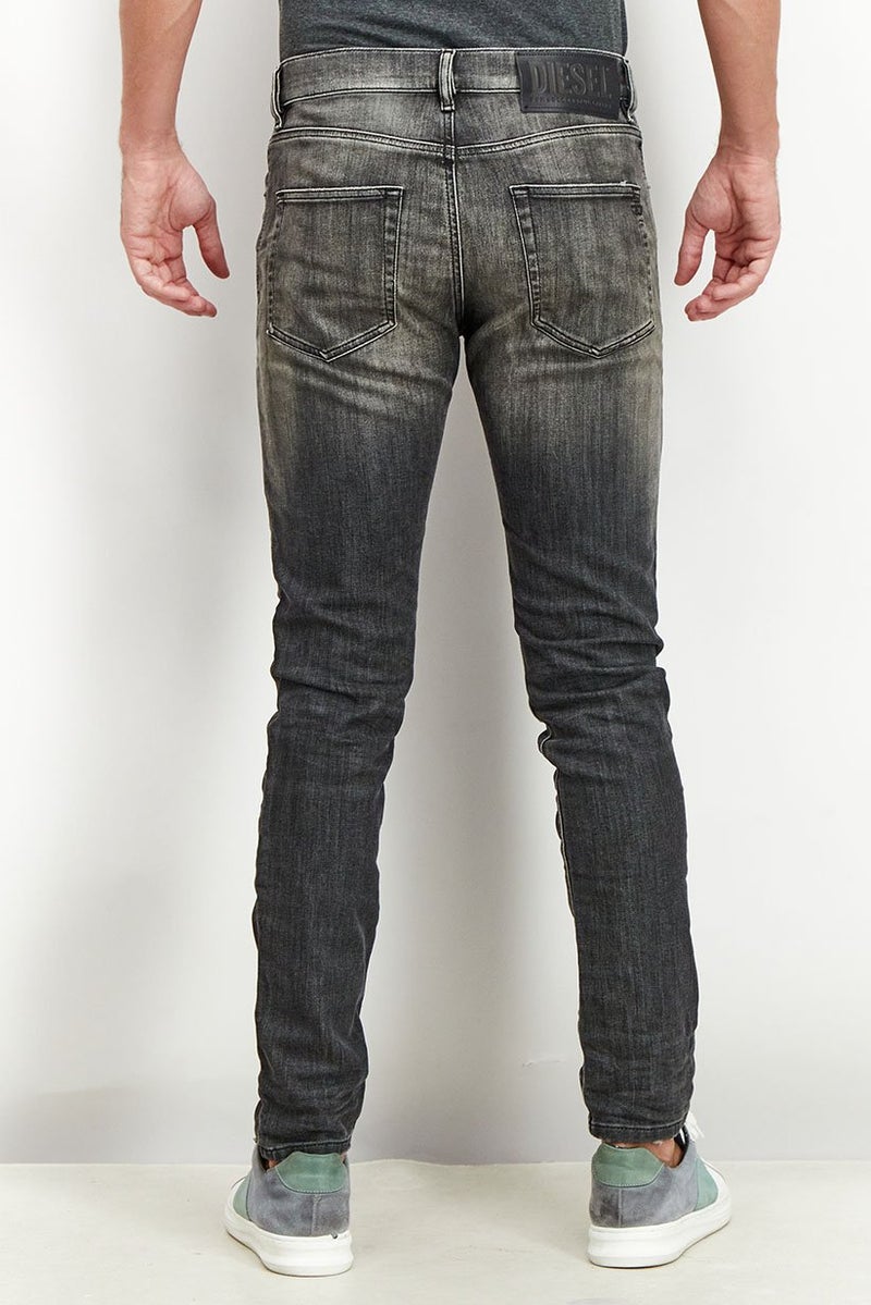 Men Slim Fit Stretchable Denim Jeans, Charcoal Grey