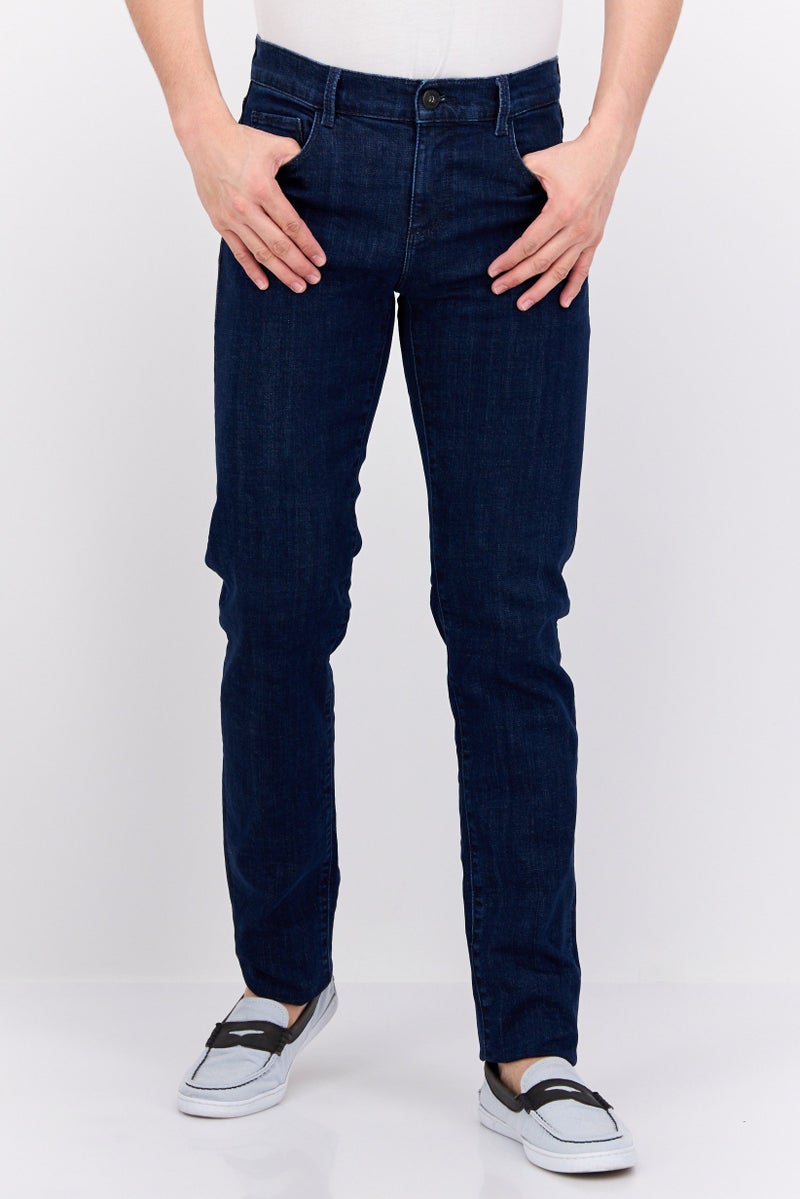 Men Regular Fit Wash Stretchable Denim, Navy