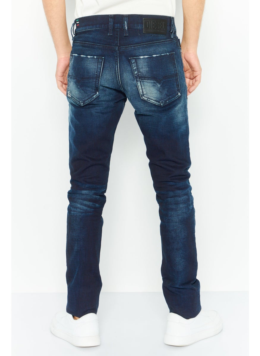 Men Slim Fit Washed Stretchable Denim Jeans, Blue