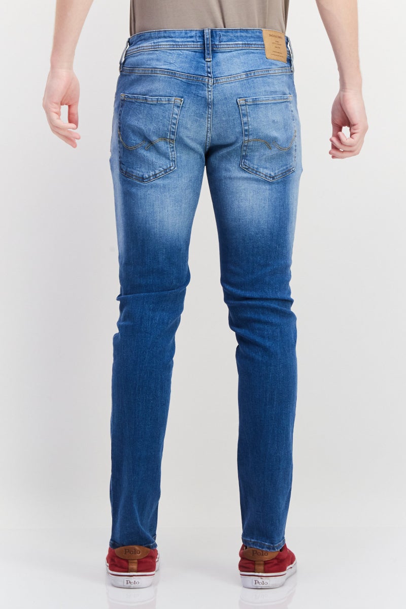 Men Skinny Fit Washed Stretchable Denim, Blue