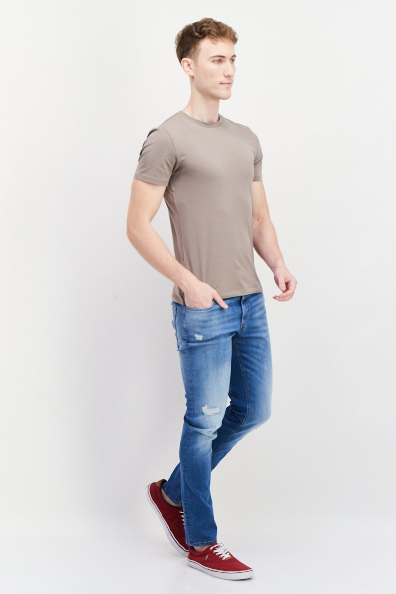 Men Skinny Fit Washed Stretchable Denim, Blue