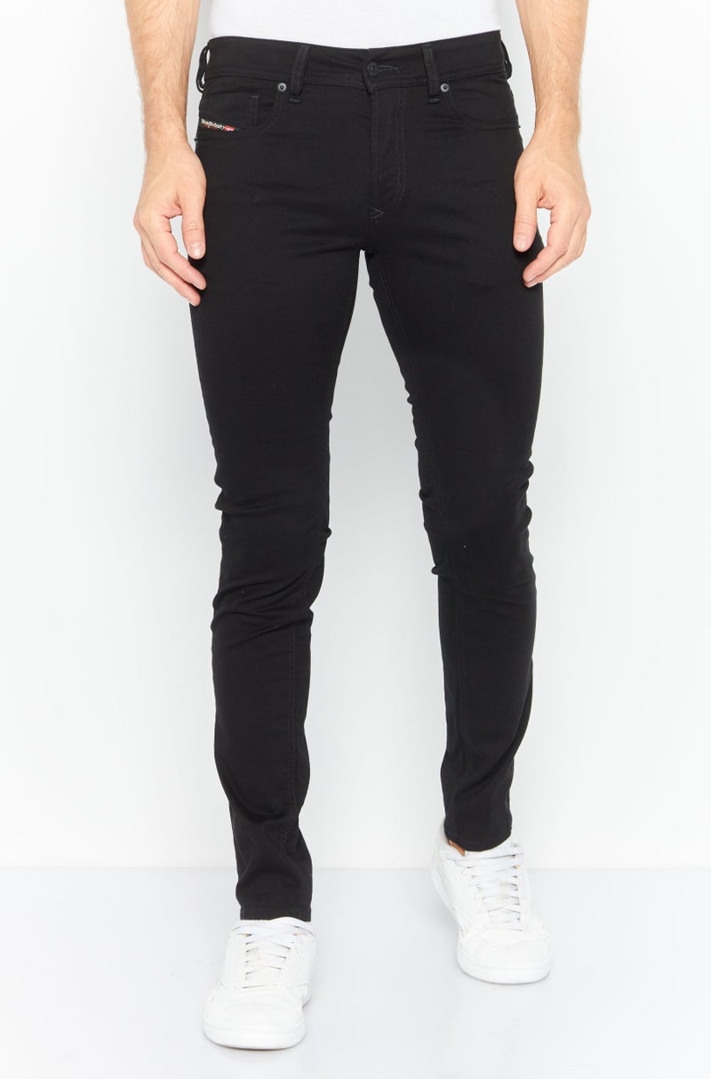 Men Sleenker Skinny Fit Plain Stretchable Jeans, Black