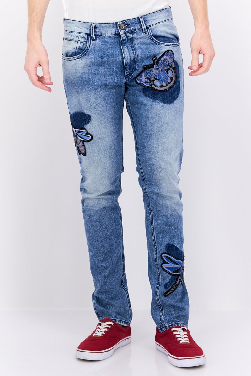 Men Skinny Fit Washed Denim Jean, Blue Combo