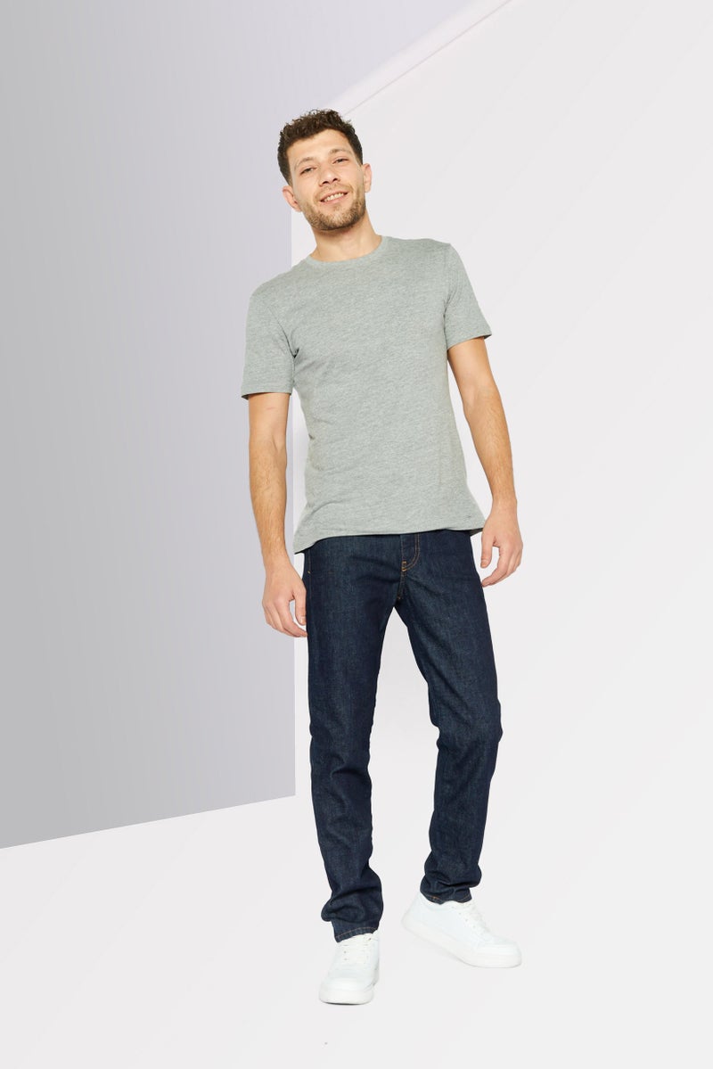 Men Slim Fit Dark Plain Stretchable Jeans, Navy