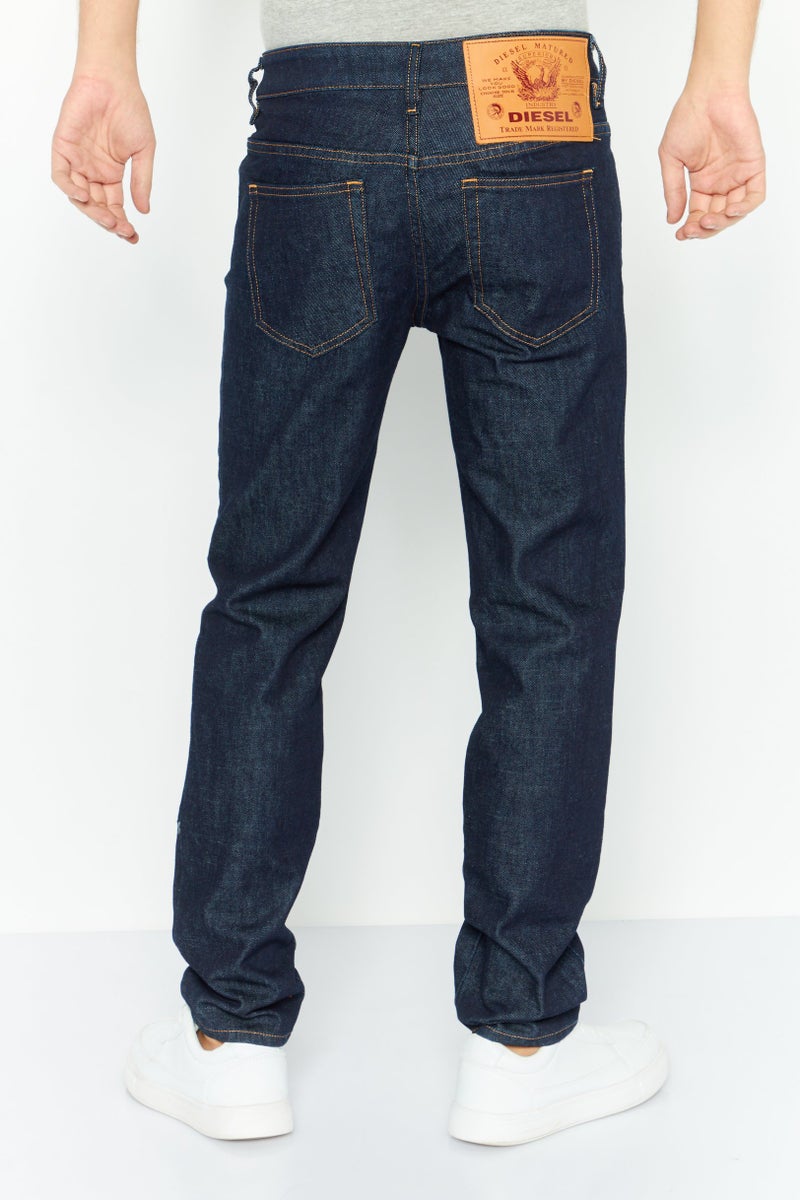 Men Slim Fit Dark Plain Stretchable Jeans, Navy