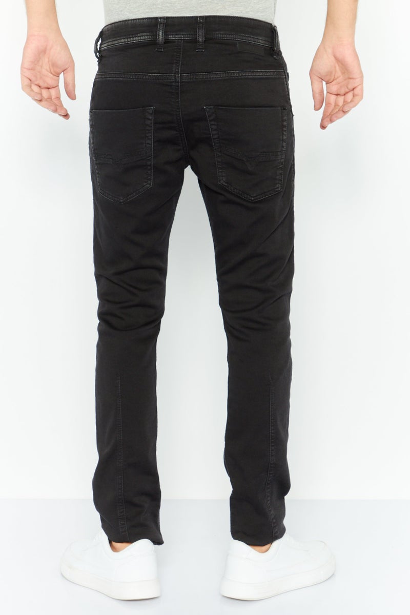 Men Regular Fit Washed Stretchable Denim Jeans, Black