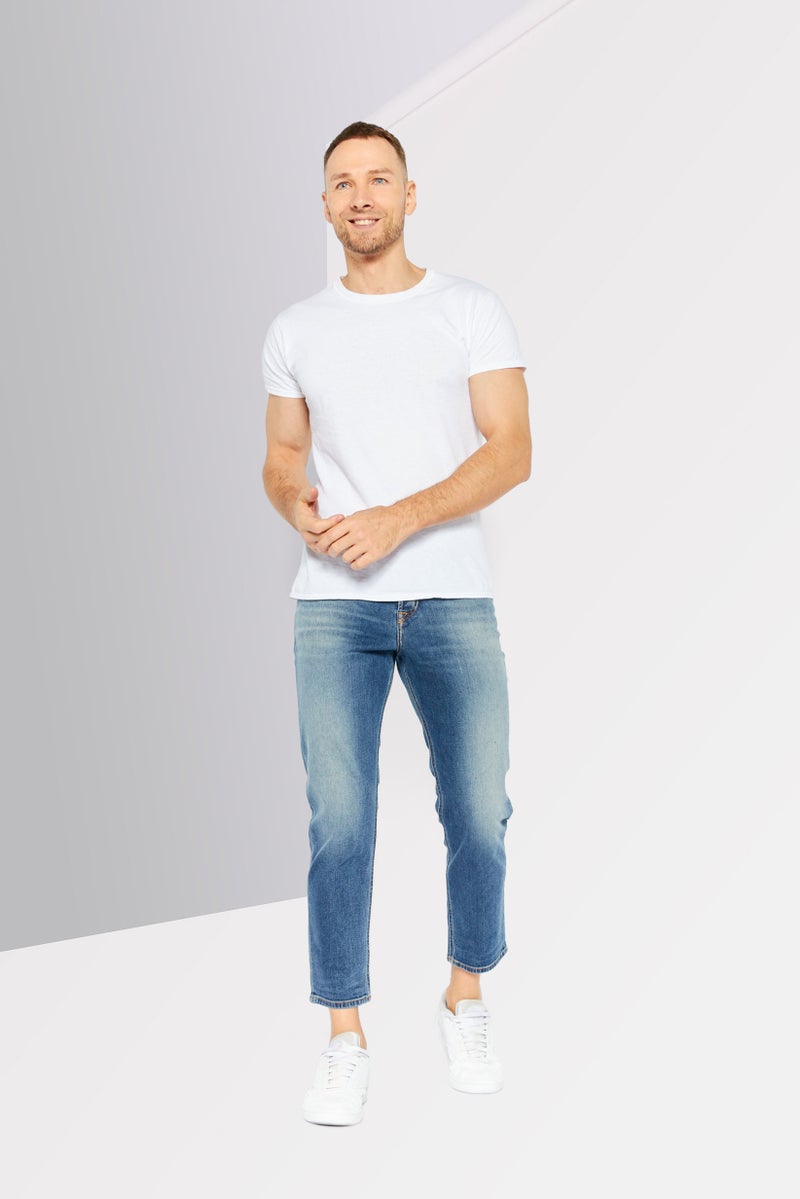 Men Regular Fit Wash Stretchable Denim, Blue