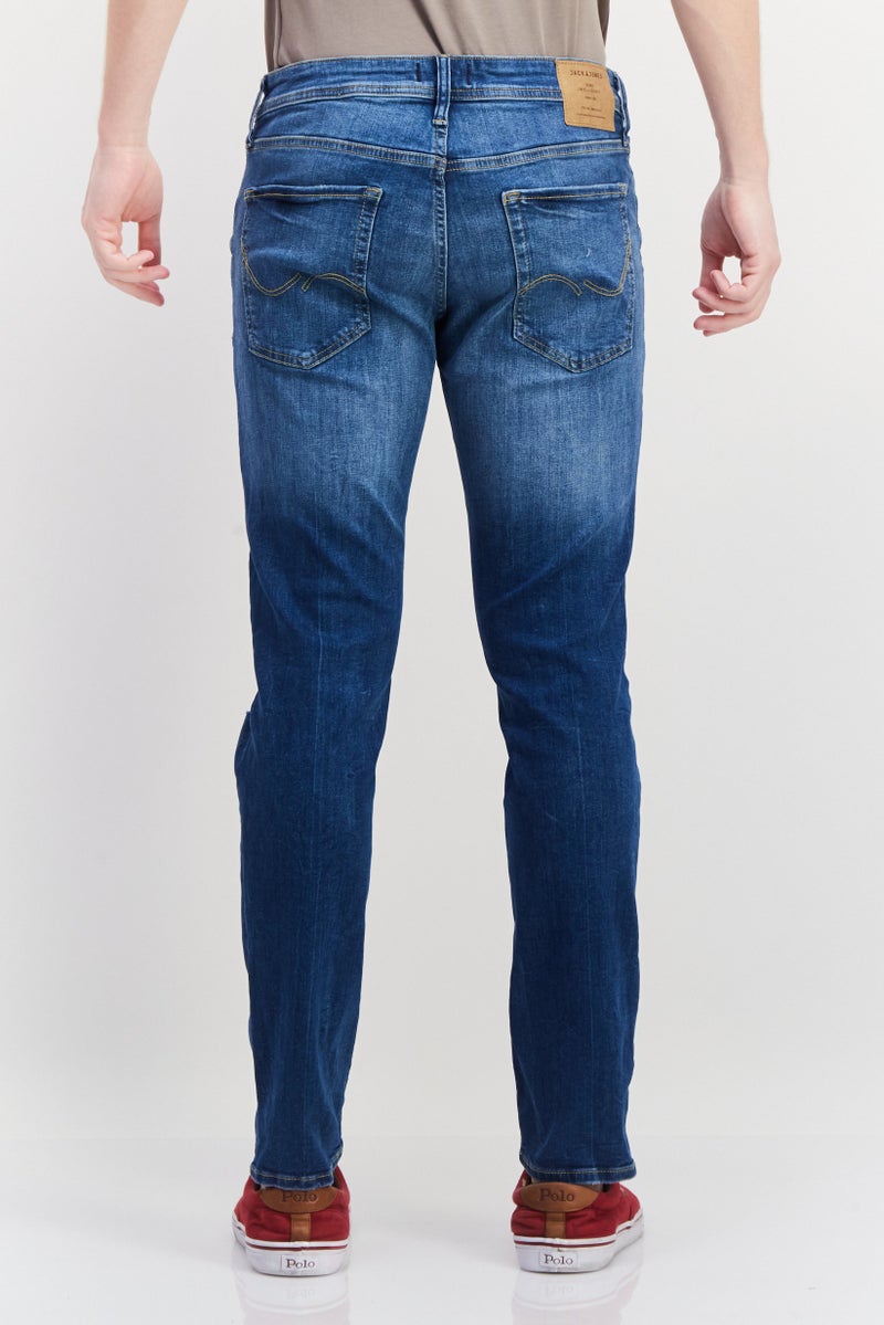 Men Slim Fit Washed Stretchable Denim, Blue