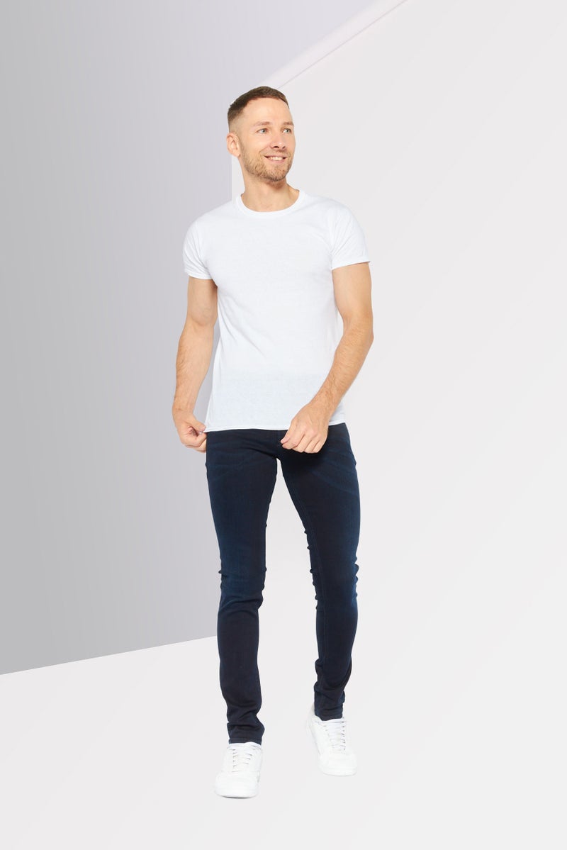 Men Sleenker Skinny Fit Plain Stretchable Jeans, Navy