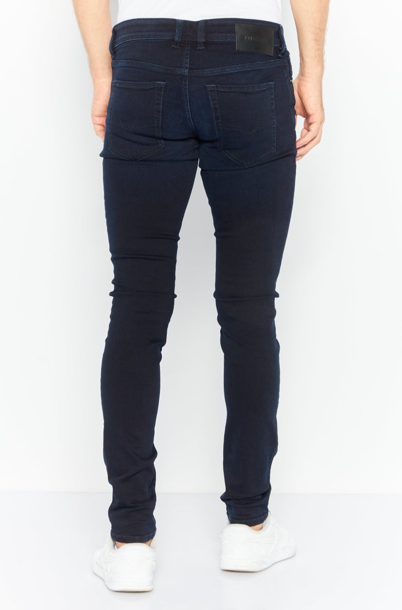 Men Sleenker Skinny Fit Plain Stretchable Jeans, Navy