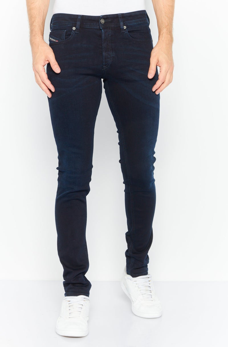 Men Sleenker Skinny Fit Plain Stretchable Jeans, Navy